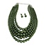 In The Layer Five Strand Pearl Necklace Set - Green