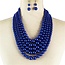 In The Layer Five Strand Pearl Necklace Set - Royal Blue