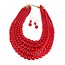 In The Layer Five Strand Pearl Necklace Set - Red
