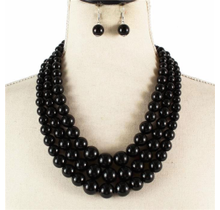 Triple Threat Pearl Necklace Set - Black