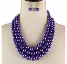 Triple Threat Pearl Necklace Set - Purple