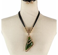 Precious Stone Necklace Set - Green