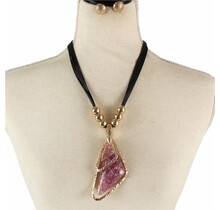 Precious Stone Necklace Set - Purple