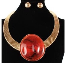Eye Of The Tiger Necklace Set - Red