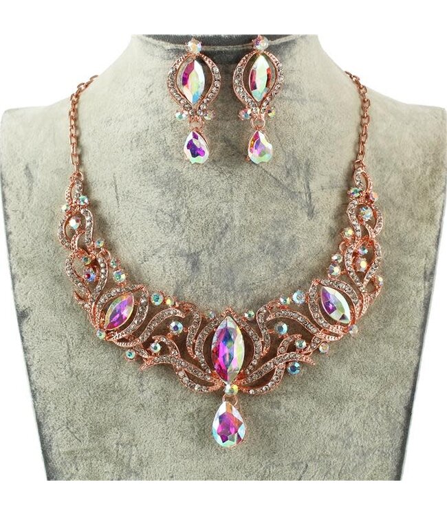 Sparkle Luxe Necklace Set - Rose Gold Iridescent
