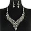 Crystal Cascade Necklace Set - Silver