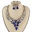 Crystal Cascade Necklace Set - Silver/Royal Blue