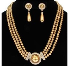 Pearl Opulence Necklace Set - Gold
