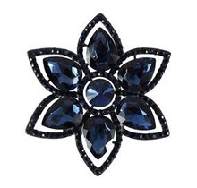 In The Shadow Floral Brooch - Navy
