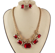 Through The Storm Jewel Necklace Set - Red