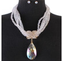 Jewel Elegance Necklace Set - Clear Iridescent