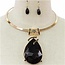 Jewel Drop Necklace Set - Black