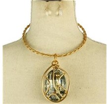 Wired Jewel Necklace Set - Gold