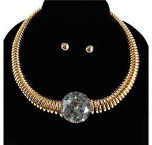 To The Wire Jewel Necklace Set - Gold