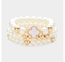 Expensive Taste Pearl Bracelet Set - Gold