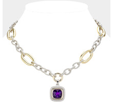 Radiant Aura 14K Gold Dipped Necklace - PURPLE