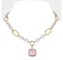 Radiant Aura 14K Gold Dipped Necklace - PINK