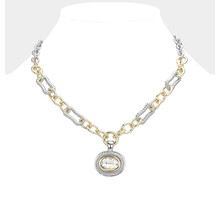 The Edge 14K Gold Dipped Necklace - Diamond