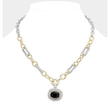 The Edge 14K Gold Dipped Necklace - Black
