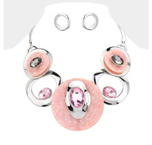Lock and Drop It Necklace Set - Pink