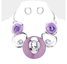 Lock and Drop It Necklace Set - Purple