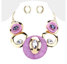 Lock and Drop It Necklace Set - Gold/Purple