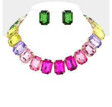 Squared In Necklace Set - Multi