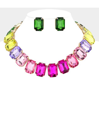 Squared In Necklace Set - Multi