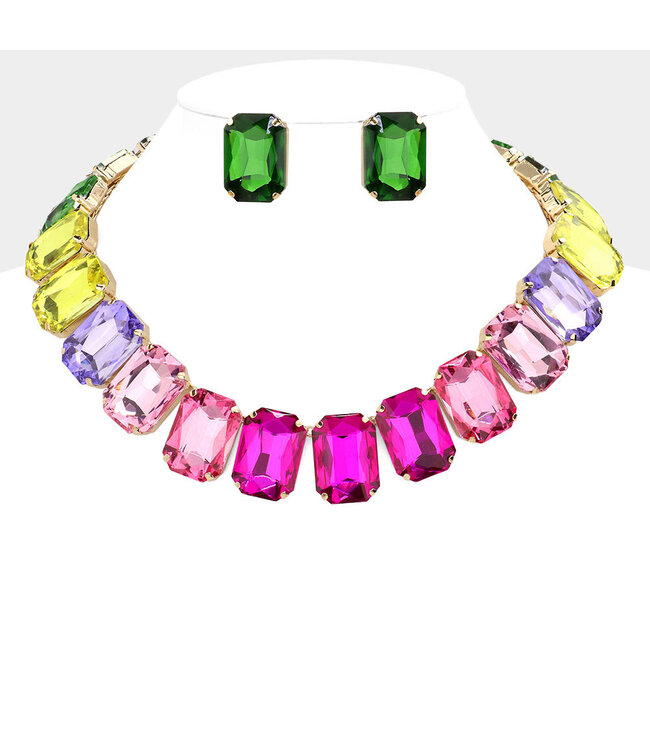 Squared In Necklace Set - Multi
