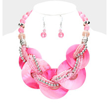 Locked In Your Love Necklace Set - Pink