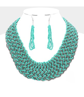 Balling On You Necklace Set - Turquoise
