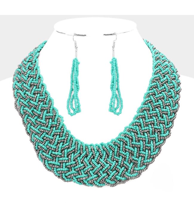 Balling On You Necklace Set - Turquoise