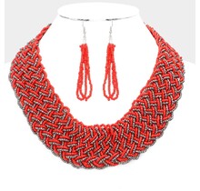 Balling On You Necklace Set - Red