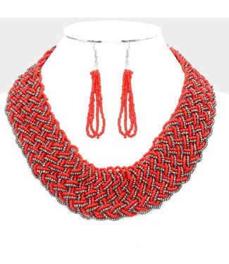 Balling On You Necklace Set - Red