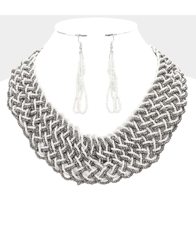 Balling On You Necklace Set - White