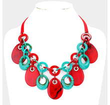 Loop Me In Necklace - Red/Turquoise