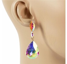 Plus One Crystal Earrings - Gold Iridescent