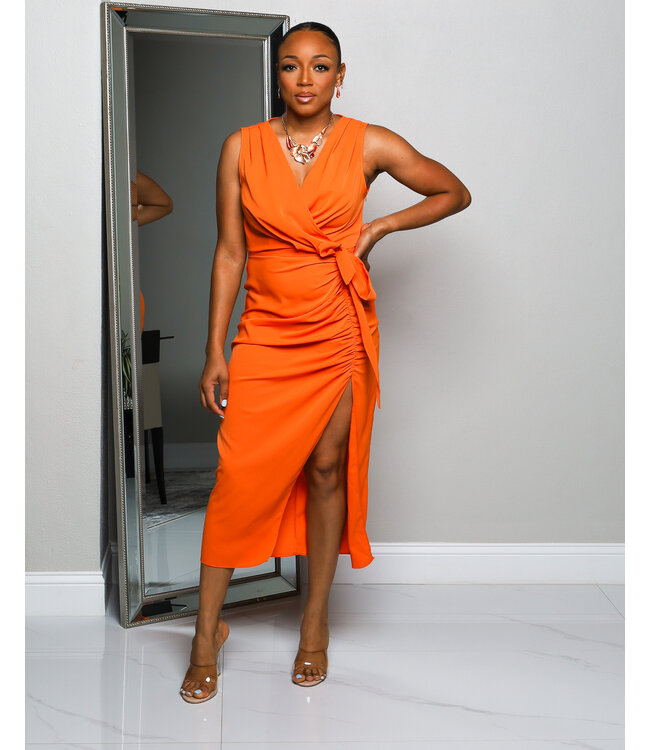 Waiting For You Midi Dress ORANGE