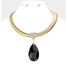 Love Drop Necklace Set - Gold/Black