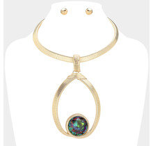 Inner Goddess Necklace Set - Green Iridescent