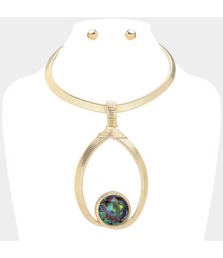 Inner Goddess Necklace Set - Green Iridescent