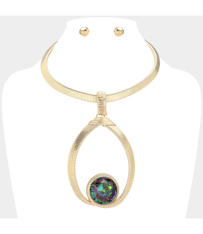 Inner Goddess Necklace Set - Green Iridescent
