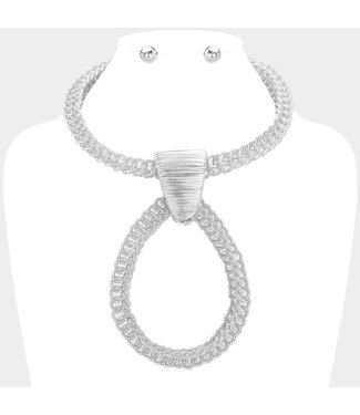Spiral Zone Necklace Set - Silver