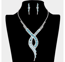 Bitter Sweet Rhinestone Necklace Set - Blue