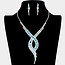 Bitter Sweet Rhinestone Necklace Set - Blue