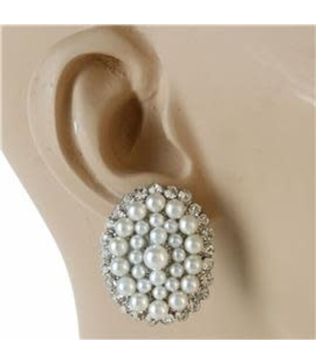 Burst Of Pearls Earrings - WHITE