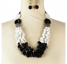Beach Bar Necklace Set - BLACK/WHITE