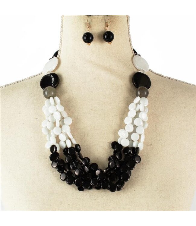 Beach Bar Necklace Set - BLACK/WHITE