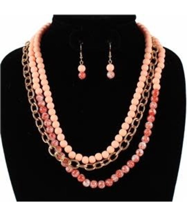 It's Bead Time Necklace Set - CORAL