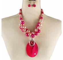 Rare To Find Pearl Necklace Set - PINK